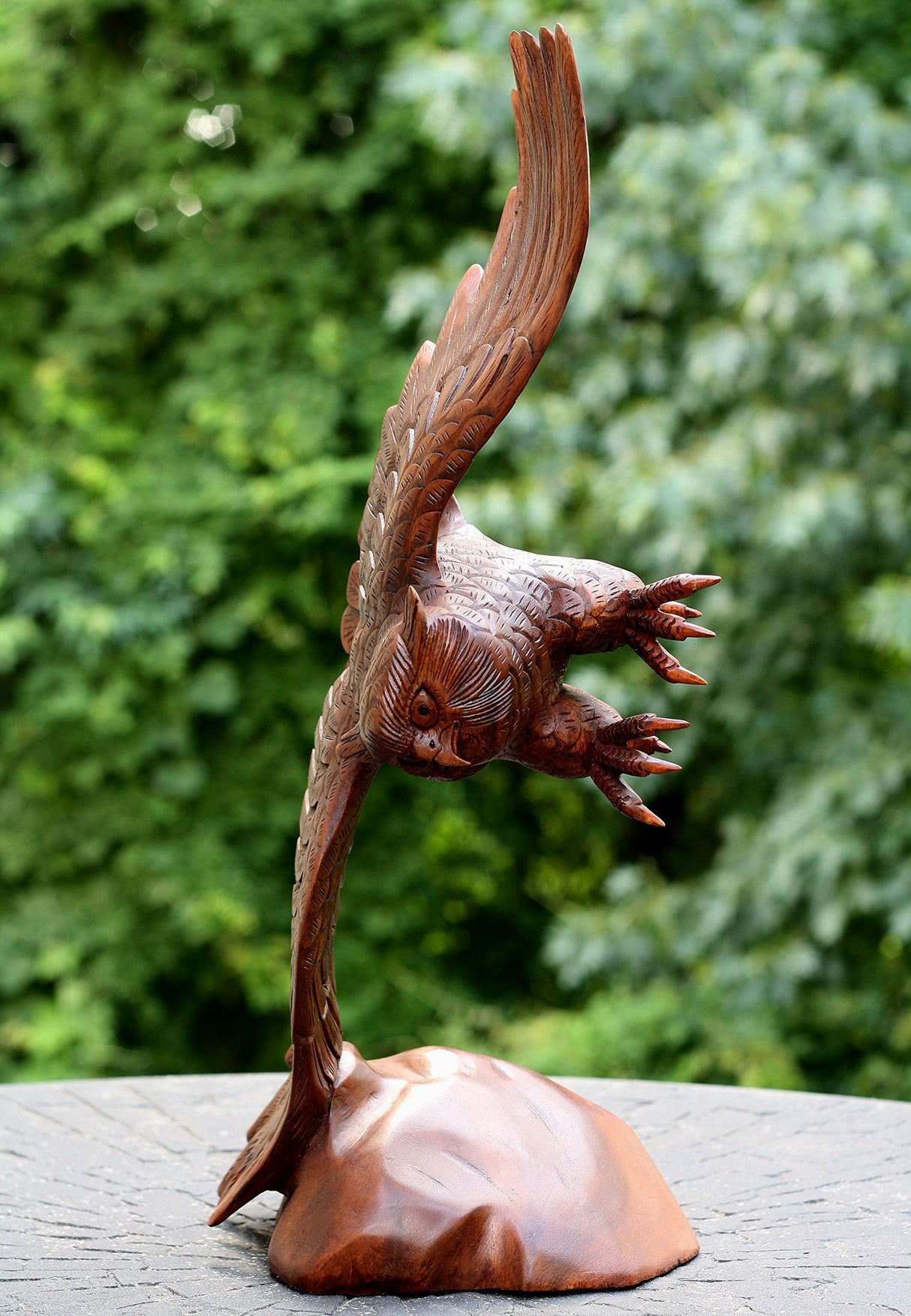 Extra Large Huge 20" Hand Carved Flying Wooden Owl Statue Figurine