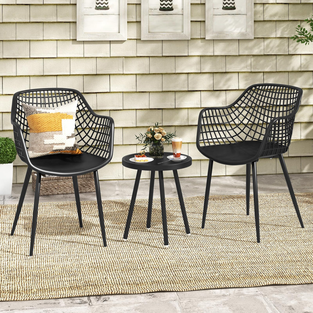 3 Piece Patio Bistro Set, All Weather Heavy Duty Table and Chairs Set of 2