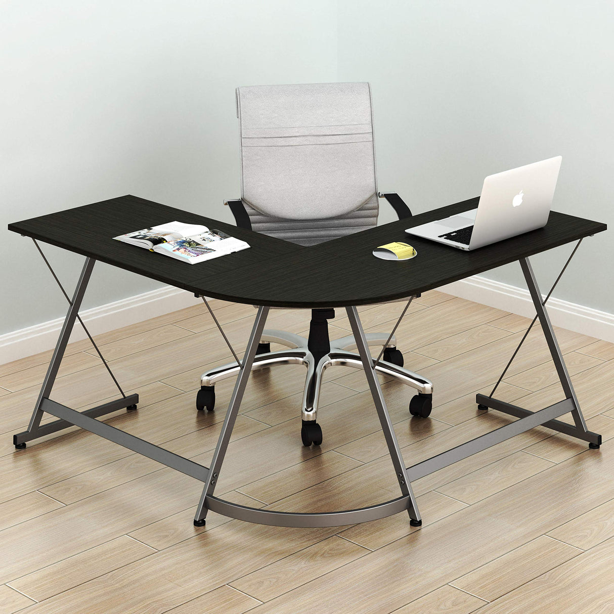 L-Shaped Computer Gaming Desk, Espresso