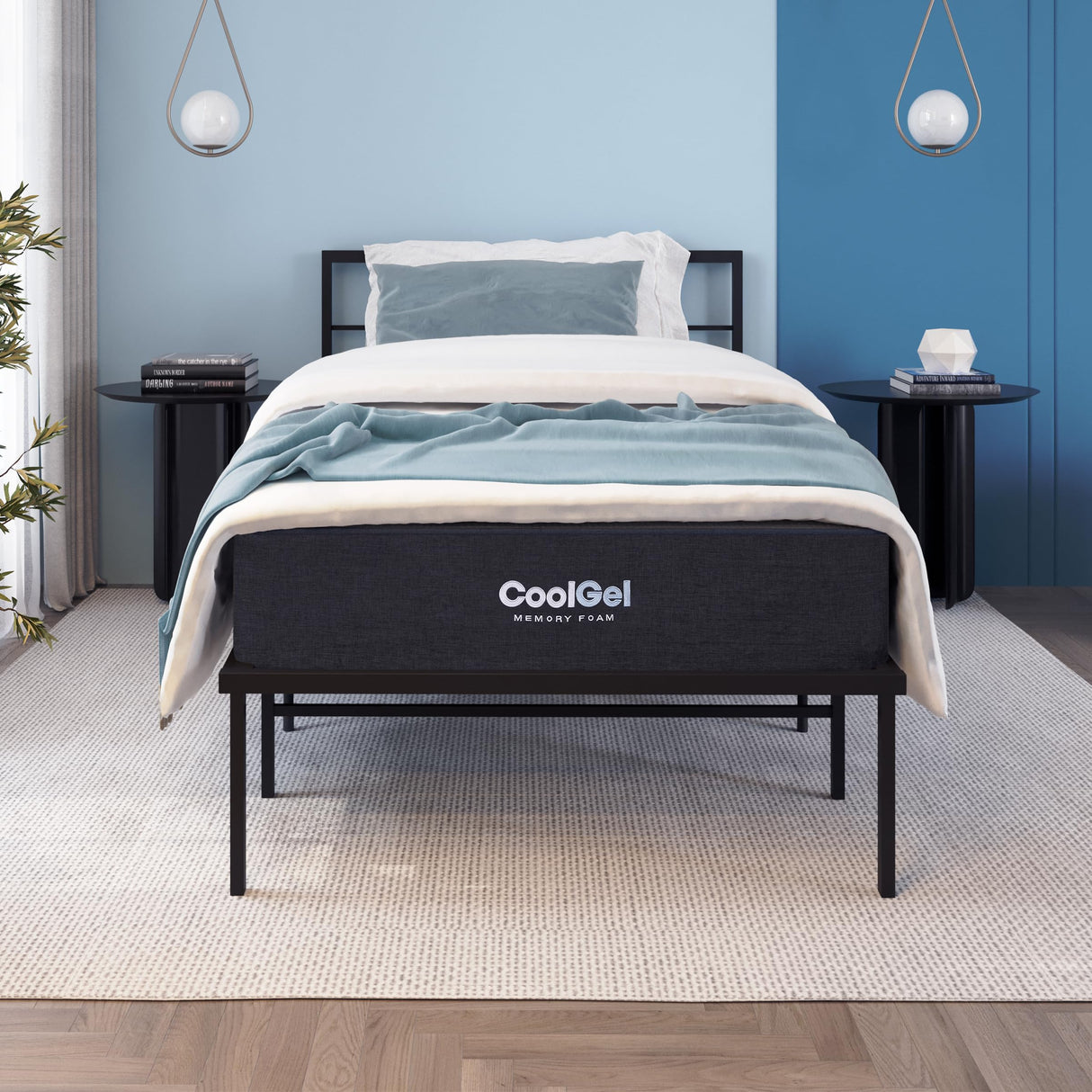 Hedva Metal Bed Frame with Mattress in a Box
