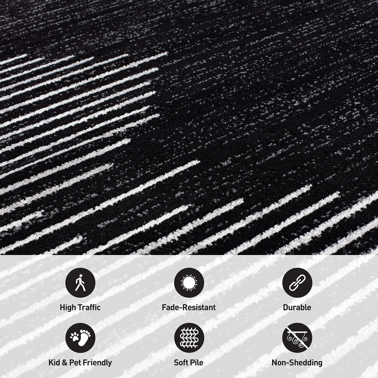 Bohemian Stripe Stain Resistant High Traffic Living room Kitchen Bedroom Dining