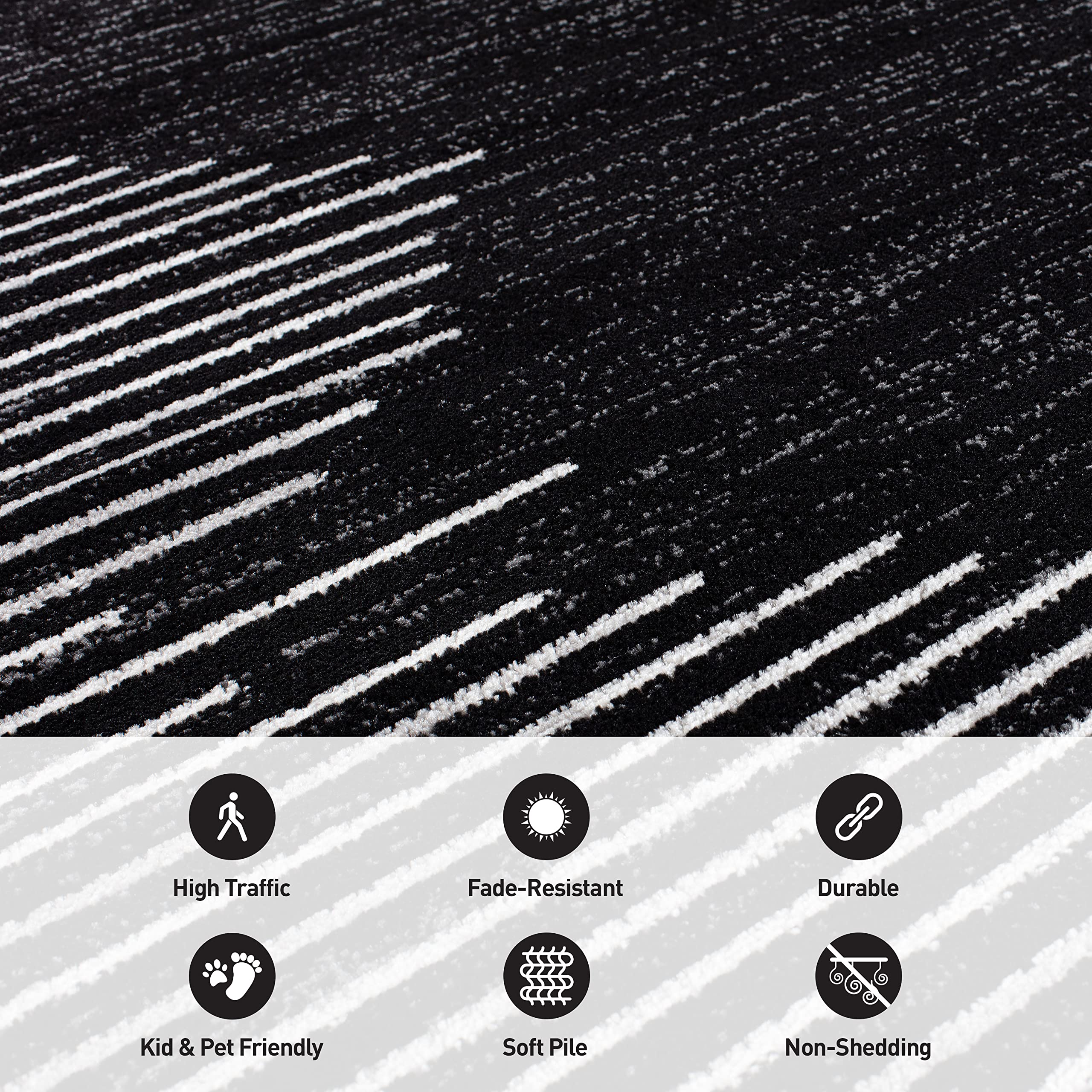 Bohemian Stripe Stain Resistant High Traffic Living room Kitchen Bedroom Dining