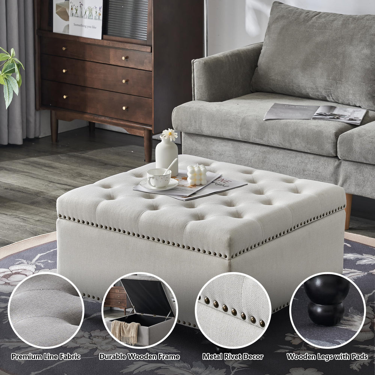 Square Storage Ottoman Bench Ottoman Coffee Table Bench Oversized Coffee Table