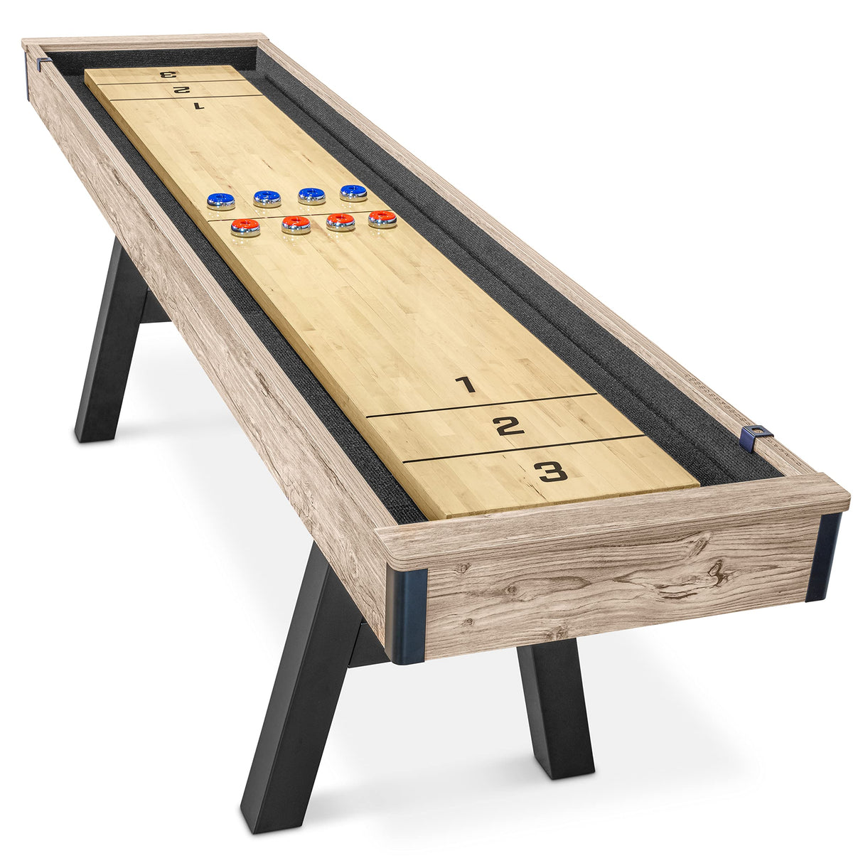 Premium 9 ft Shuffleboard Table with 8 Pucks, Shuffleboard Wax, and Brush
