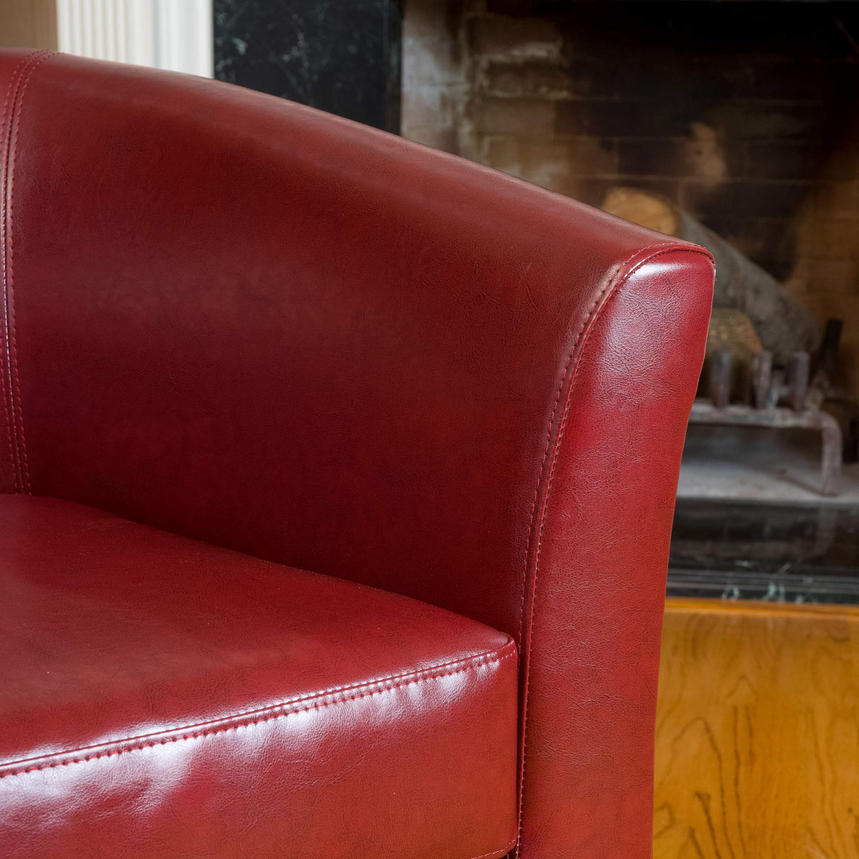 Petaluma Oxblood Red Leather Club Chair 30-1/2 by 28 by 30-1/2