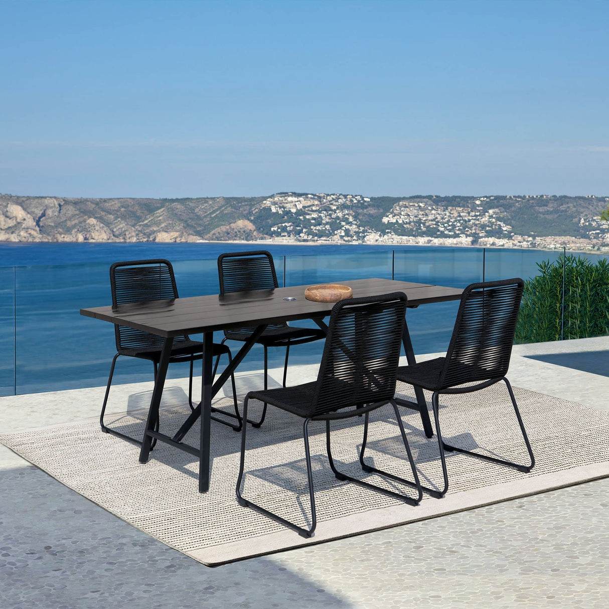 Koala and Shasta Modern Outdoor Patio Dining, 5 Piece Set