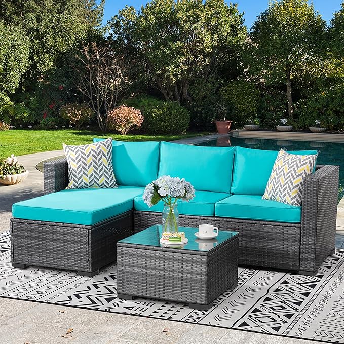 Outdoor Patio Furniture Sets, All-Weather Rattan Outdoor Sectional Sofa