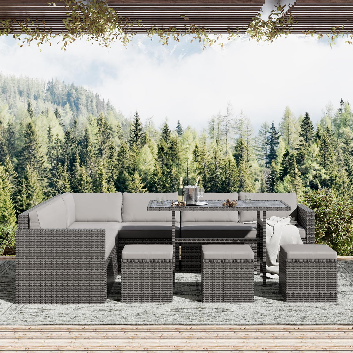 7 Piece Patio Furniture Set, Outdoor Furniture Patio Sectional Sofa