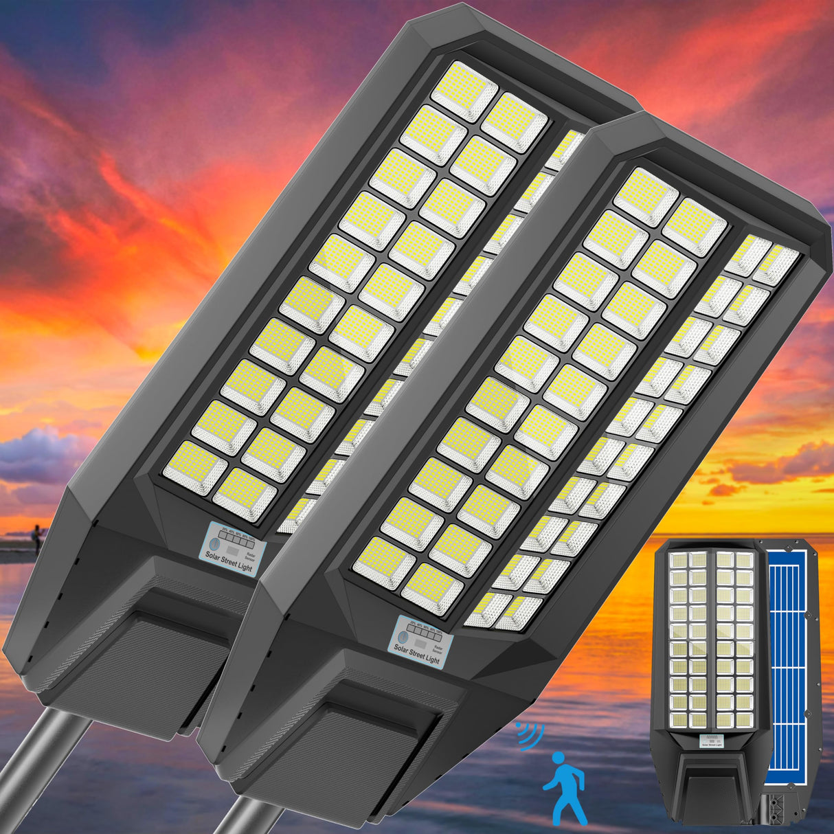 Street Light 7000K 800000LM Auto On/Off Dusk to Dawn IP67 Waterproof Motion Sensor