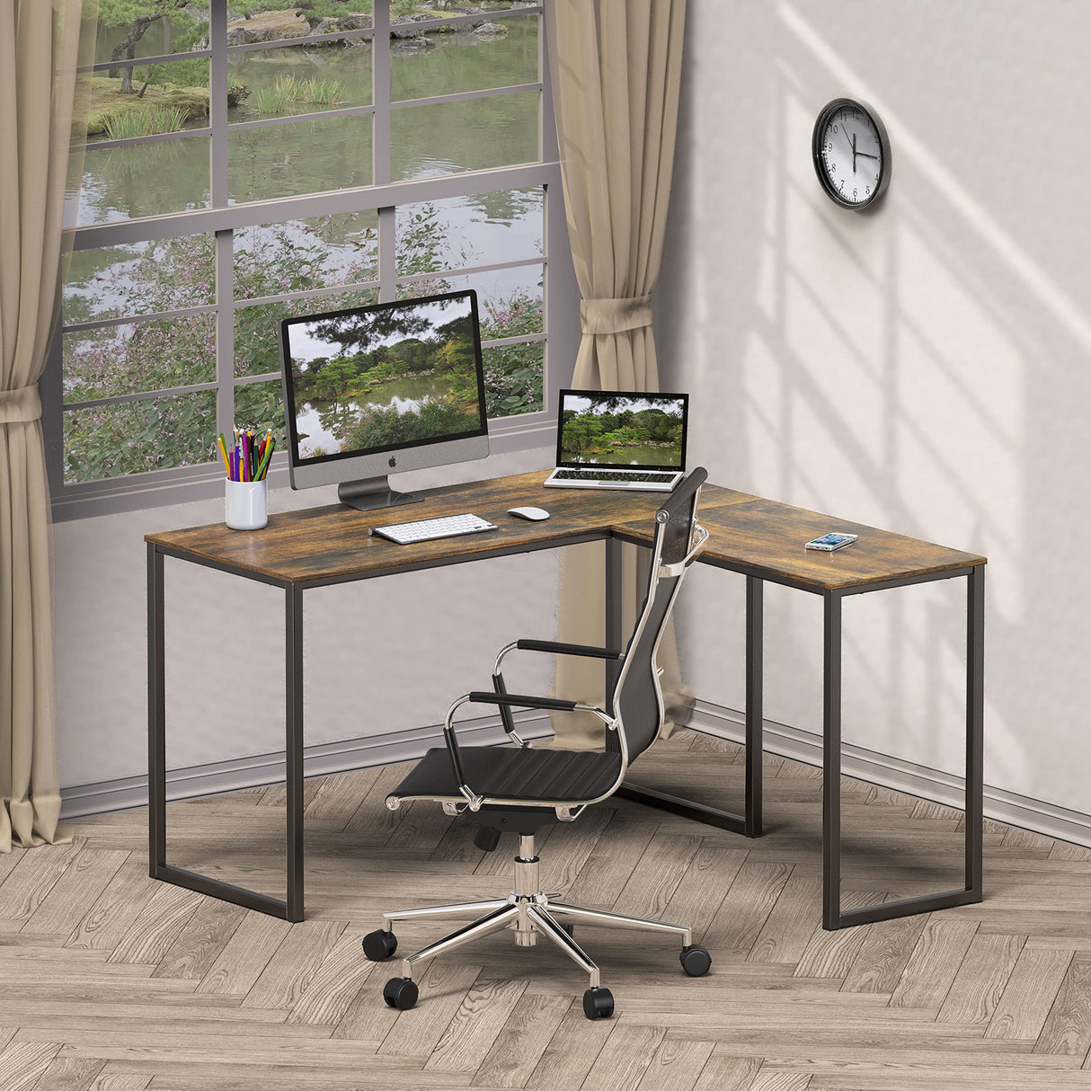 48-Inch Mission L-Shaped Home Computer Desk