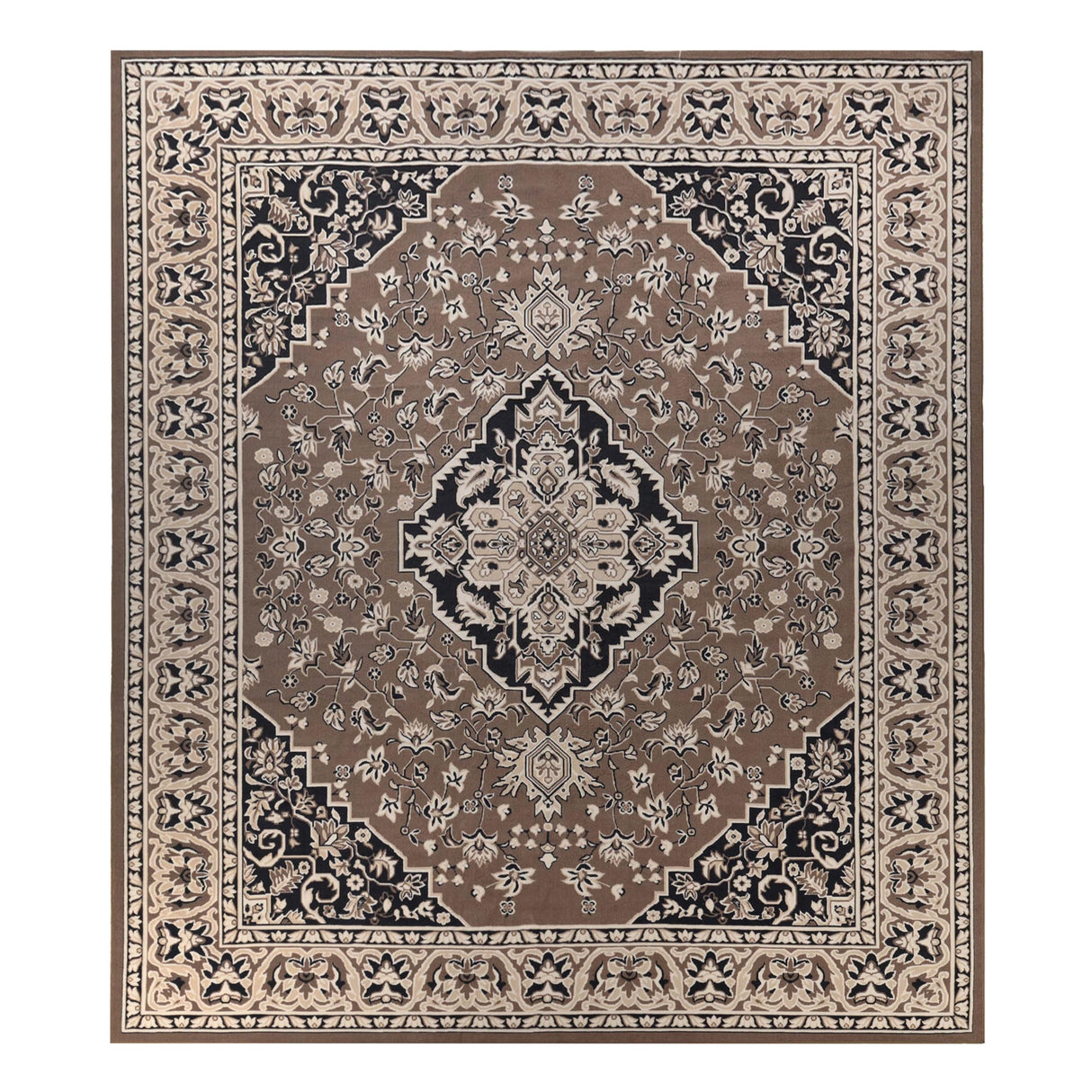 Superior Indoor Area Rug, Plush Carpet Cover, Traditional Oriental Medallion, Perfect for Hallway, Entryway, Living Room, Dining, Bedroom, Office, Kitchen, Glendale Collection, 10' x 14', Brown