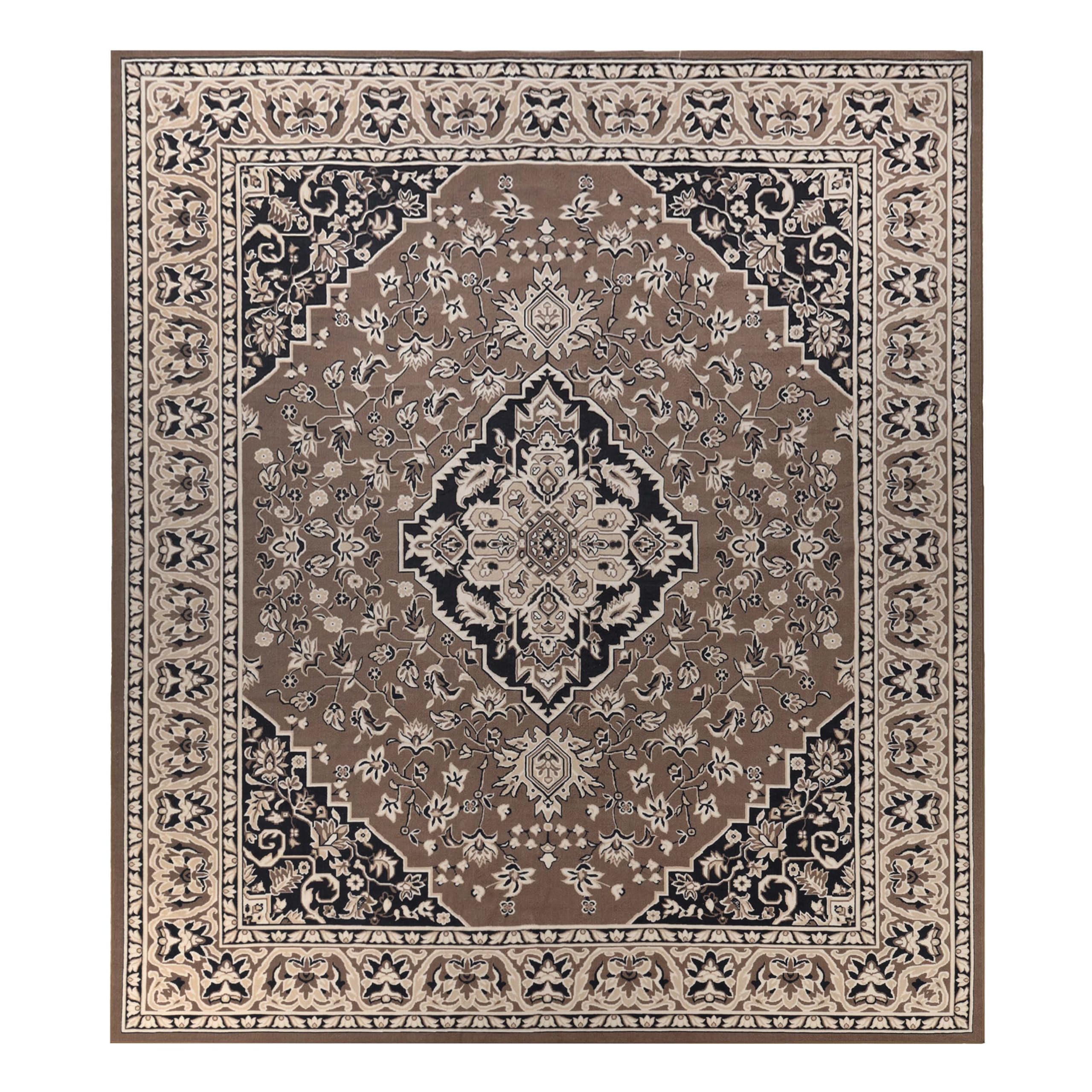 Superior Indoor Area Rug, Plush Carpet Cover, Traditional Oriental Medallion, Perfect for Hallway, Entryway, Living Room, Dining, Bedroom, Office, Kitchen, Glendale Collection, 10' x 14', Brown