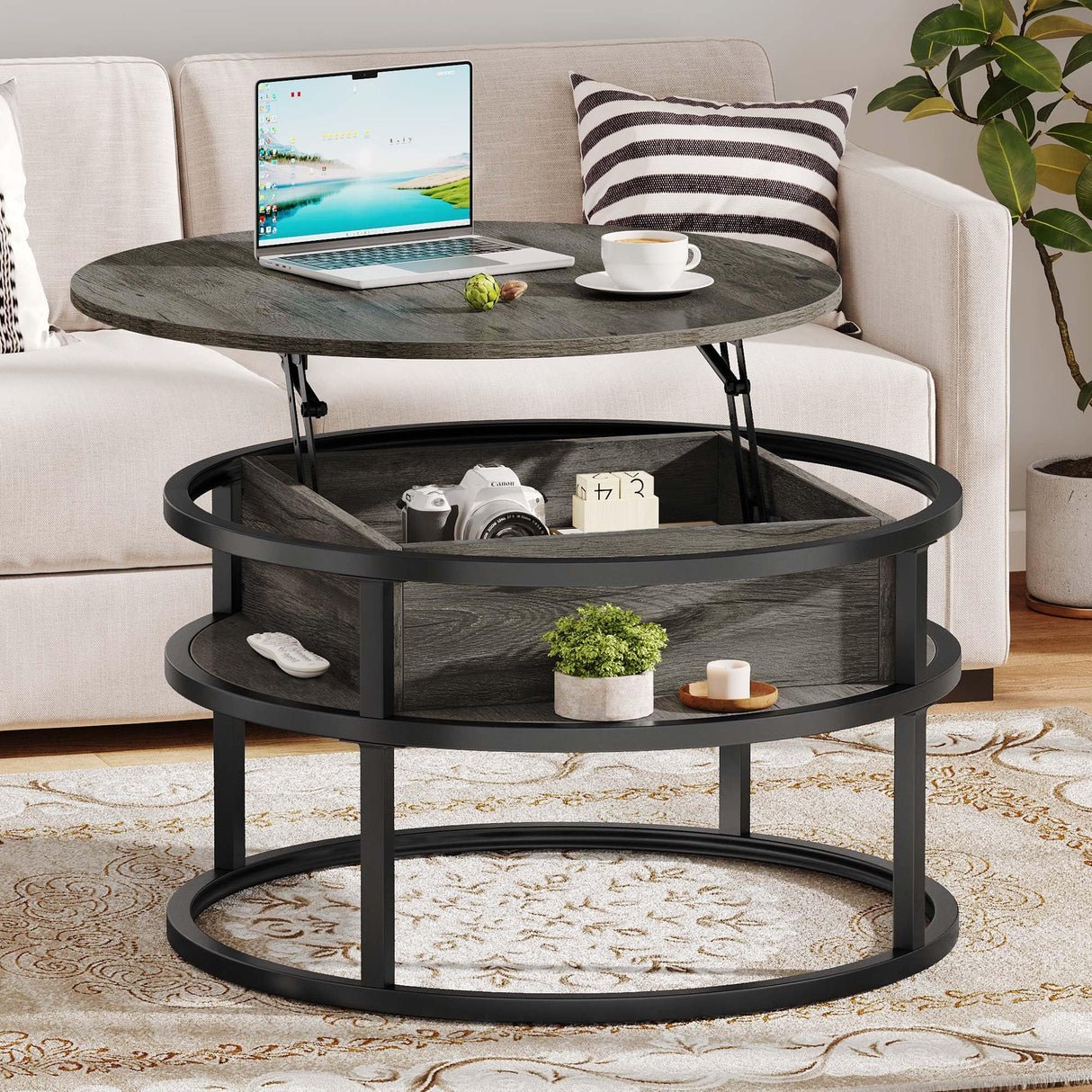 Coffee Tables for Living Room, Round Coffee Table, Lift Top Coffee Table