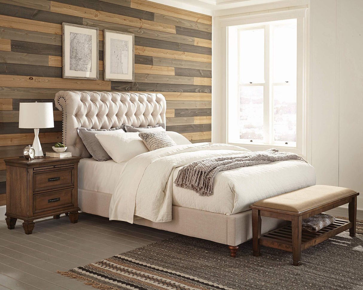Devon Tufted Upholstered Bed Beige, Eastern King