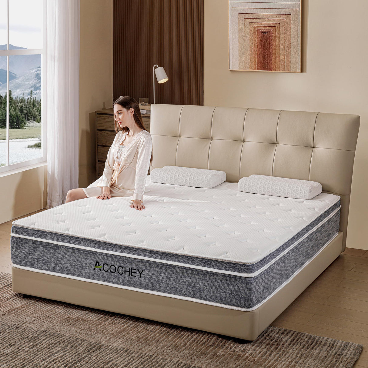 10 Inch Queen Mattress, Medium Firm Hybrid Mattresses in a Box