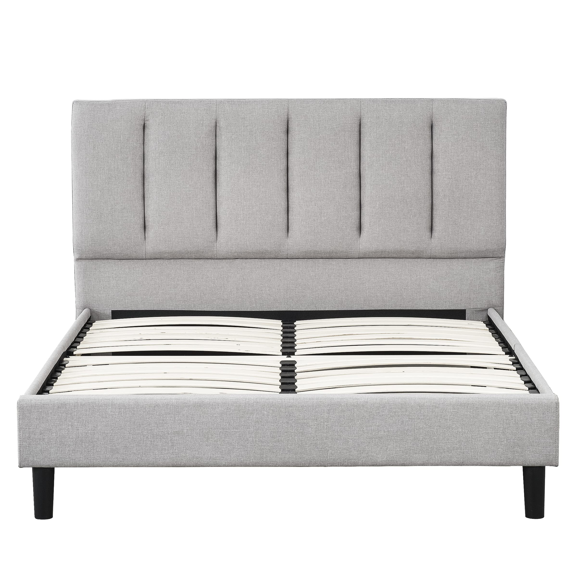 Harper Queen Grey Upholstered Tufted Platform Bed