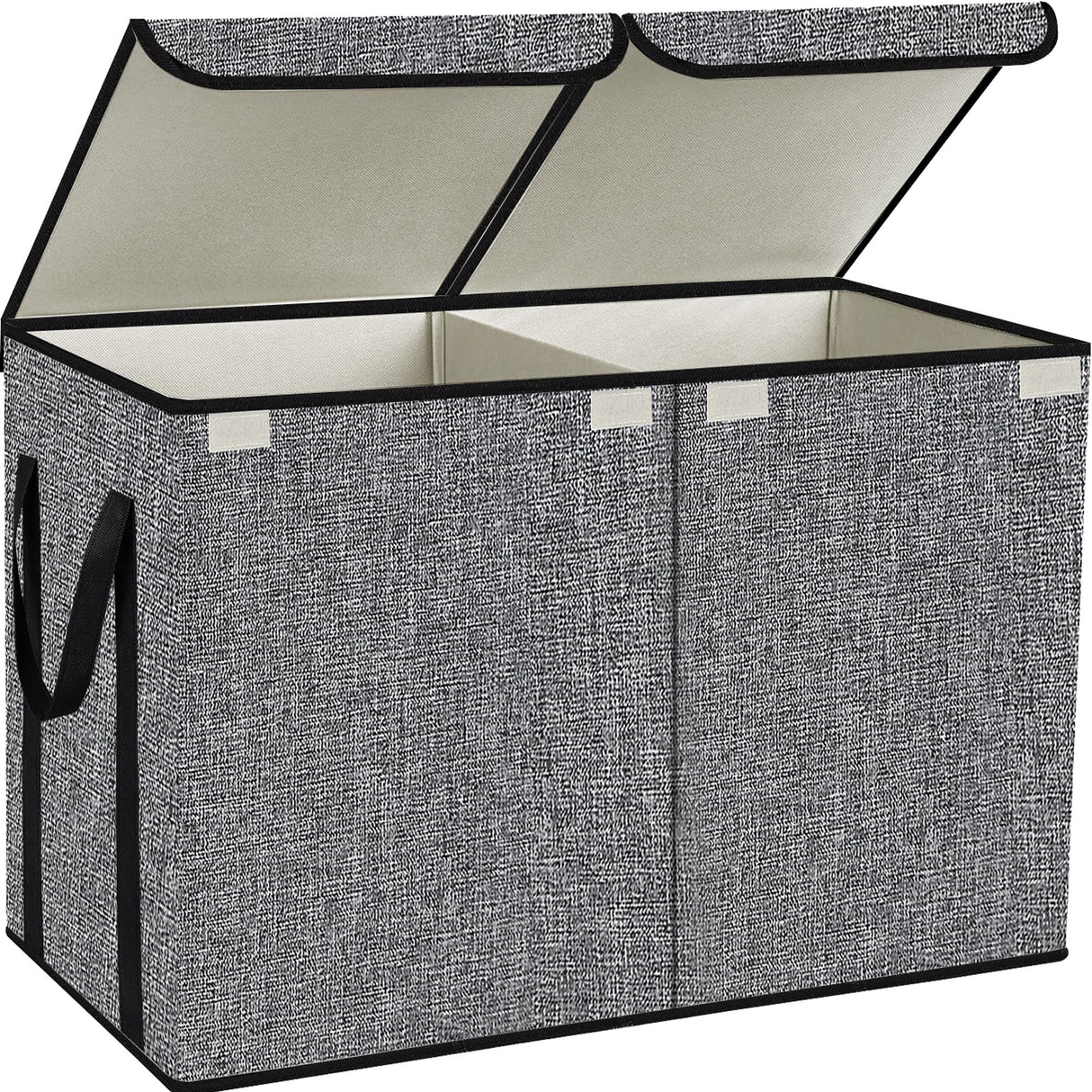 Large Kids Toy Box Chest Storage organizer with Double Flip-Top Lid - Collapsible Sturdy Toy Organizers And Storage Bins