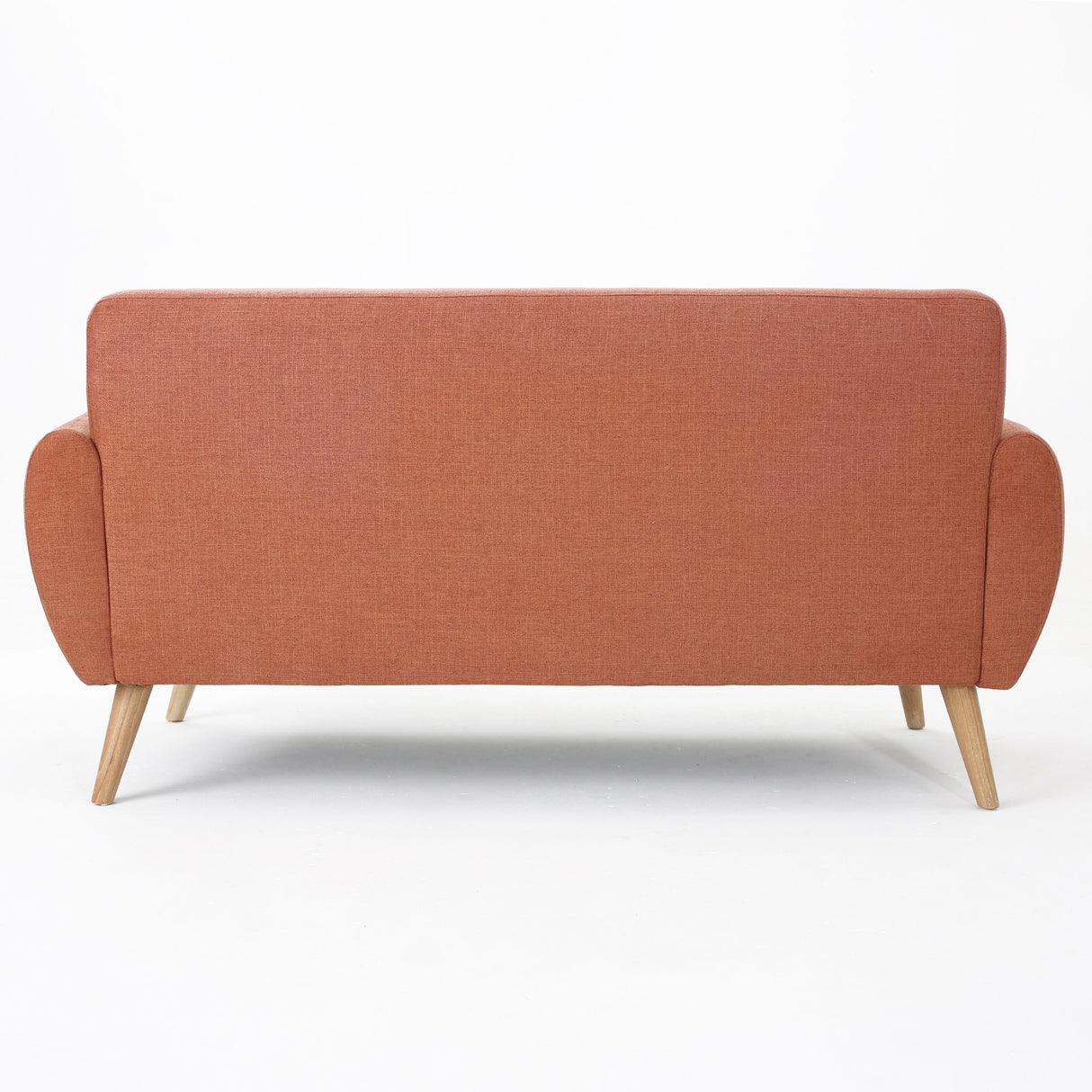 Josephine Mid-Century Modern Petite Fabric Sofa, Burnt Orange / Natural