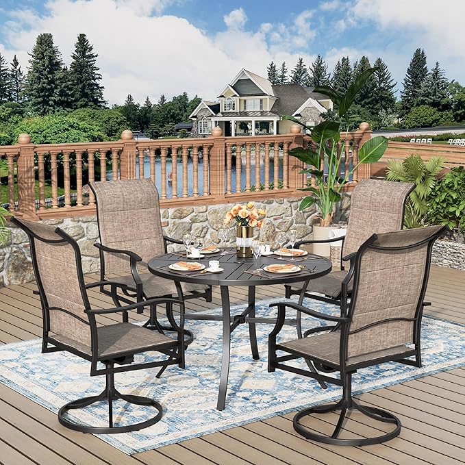 7 Pieces Patio Dining Set, Outdoor Table and Chairs