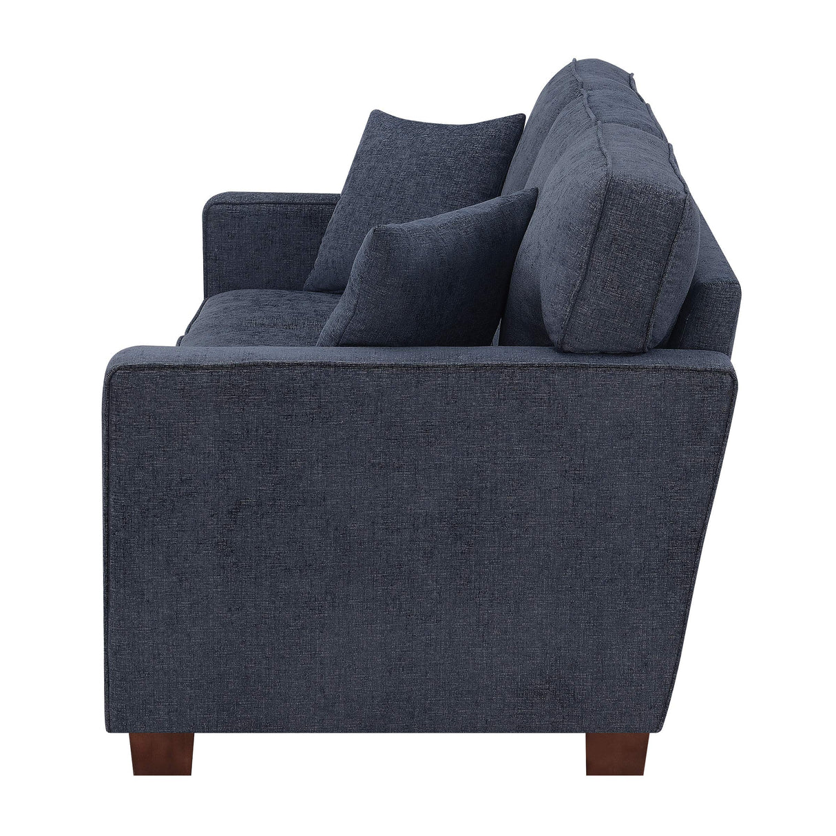 Russell 3 Seater Sofa with 2 Pillows and Coffee Finished Legs, Navy