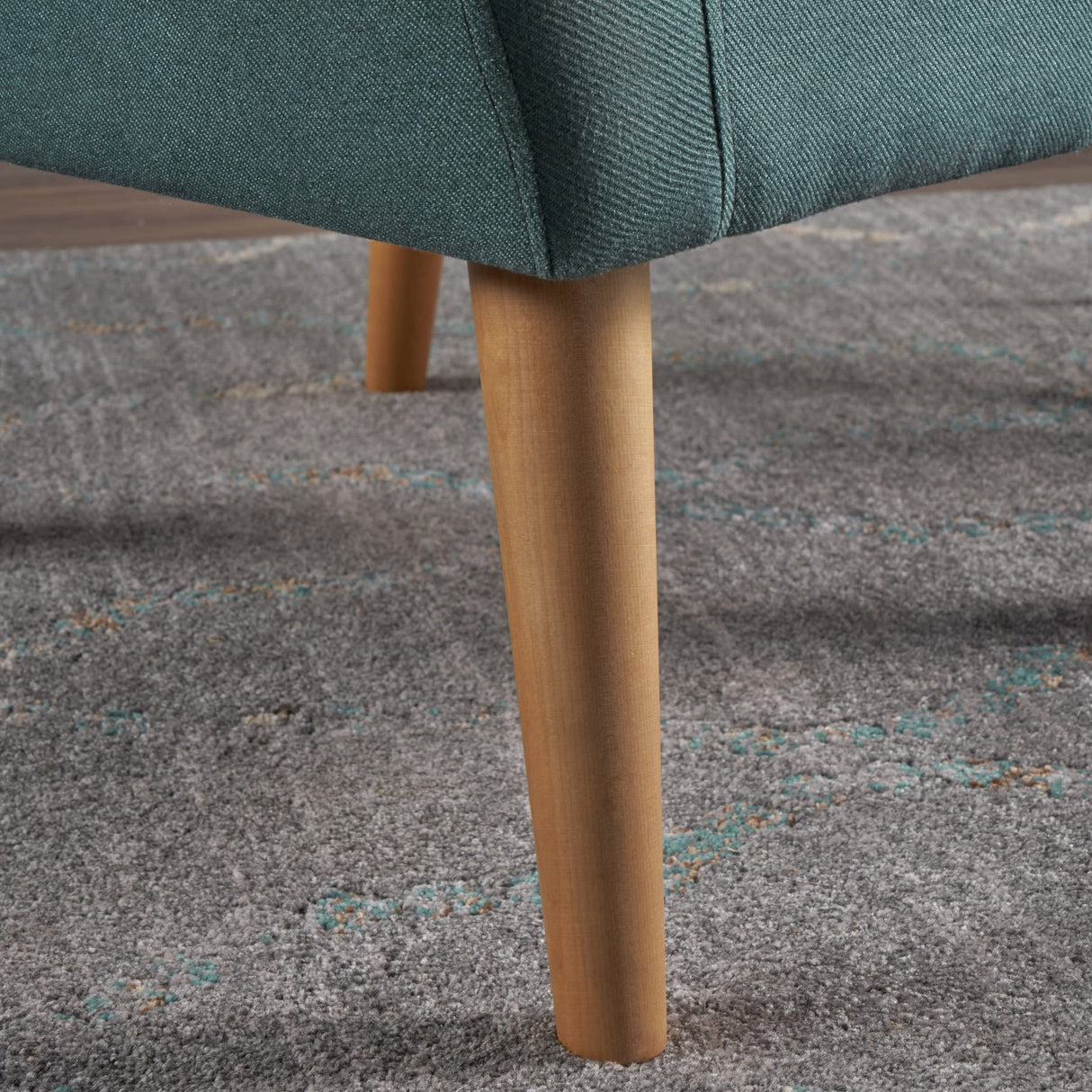 Merel Mid Century Modern Fabric Club Chair, 28.30" W x 27.60" D x 31.50" H, Dark Teal/Natural
