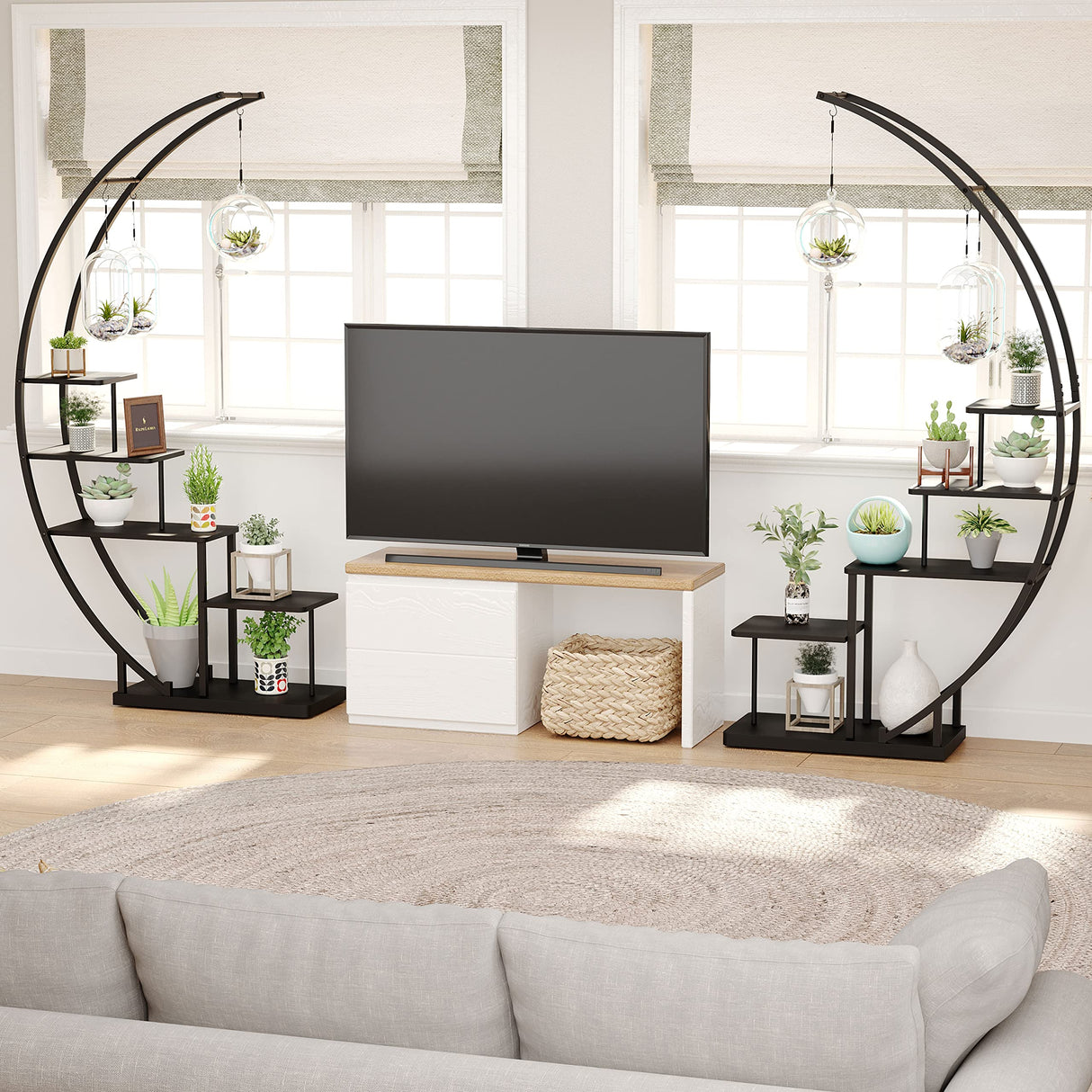 LunaCurve 5-Tier Half Moon Plant Stand - Indoor Metal Shelf