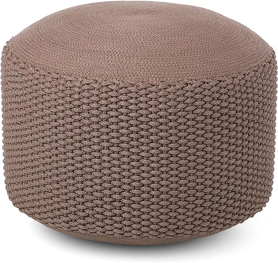 Indoor or Outdoor Pouf Foot Stool Ottoman - Navy - Knit Bean Bag Floor Chair
