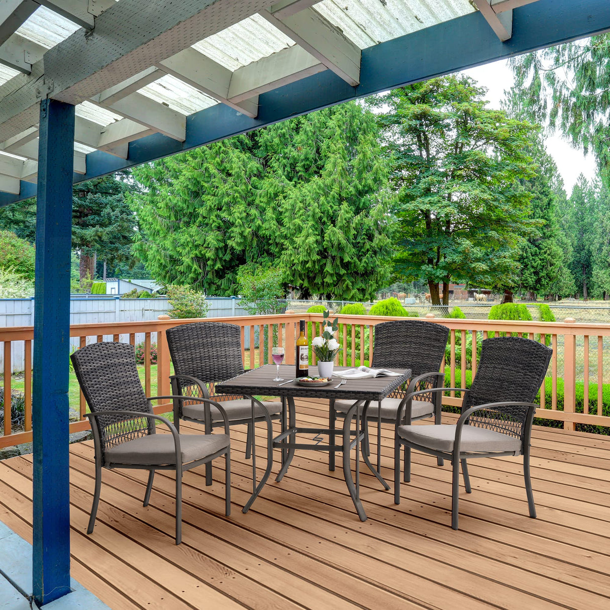 Patio Dining Set for 4, 5PCS Patio Table & Chair Set