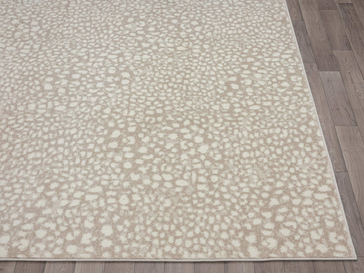 Beige Cheetah Print Area Rug 5'3" x 7'6" - Contemporary Abstract Design