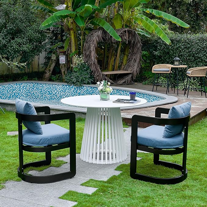 Upholstered Outdoor Dining Chairs, Modern Patio Dining Chairs Set of 6