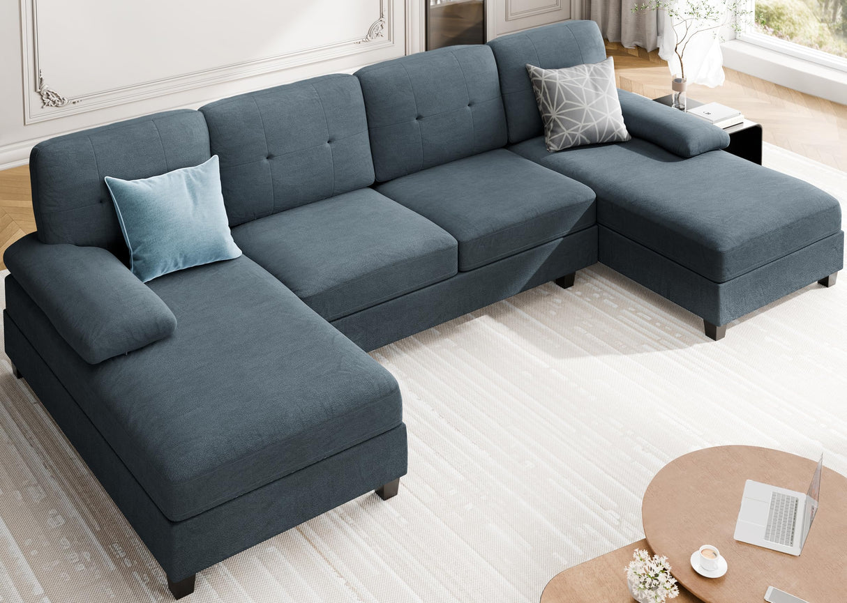4 Seat Sofa Set U-Shaped Couch Sectional Couches for Living Room