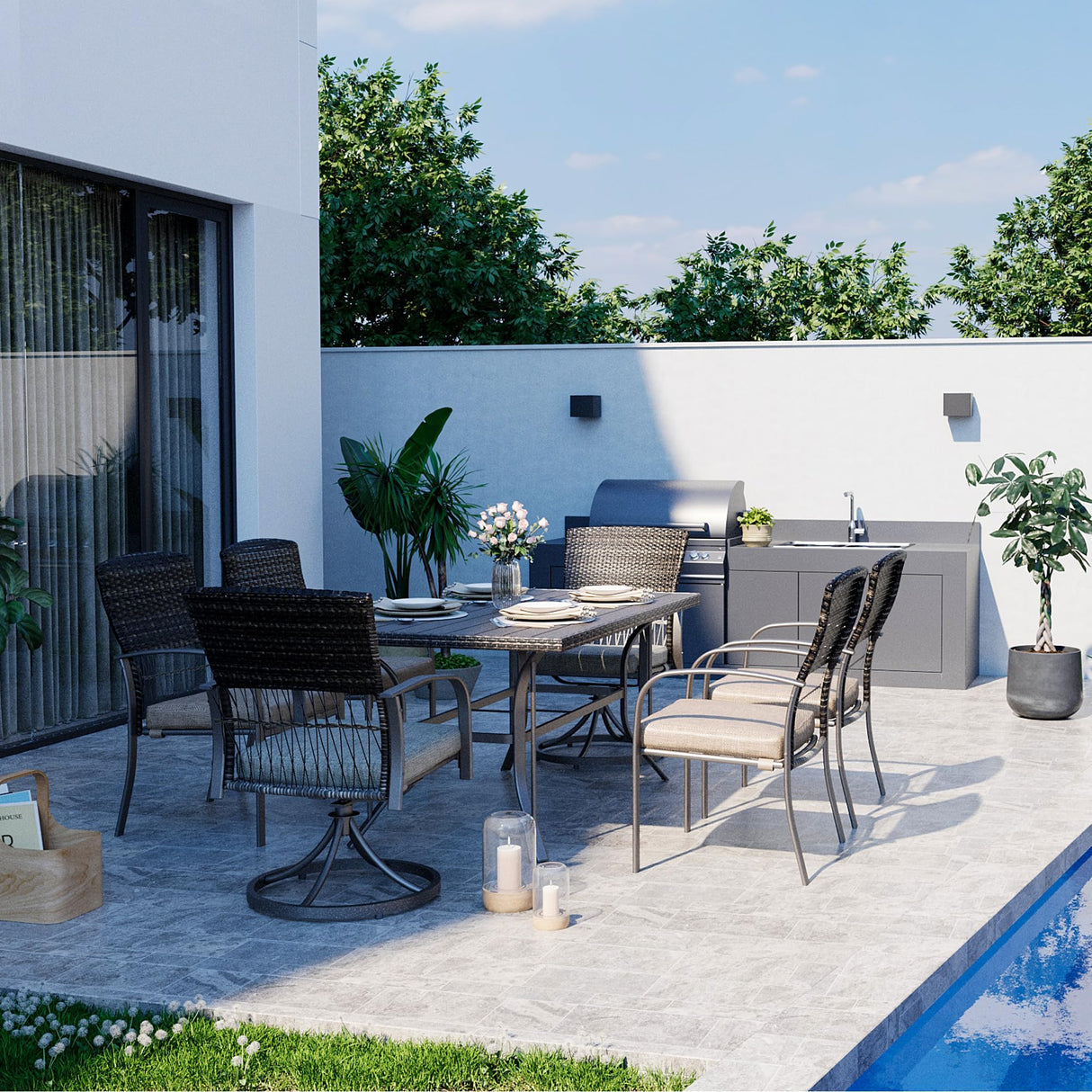 ,Outdoor Wicker Furniture Set for Backyard Garden Deck