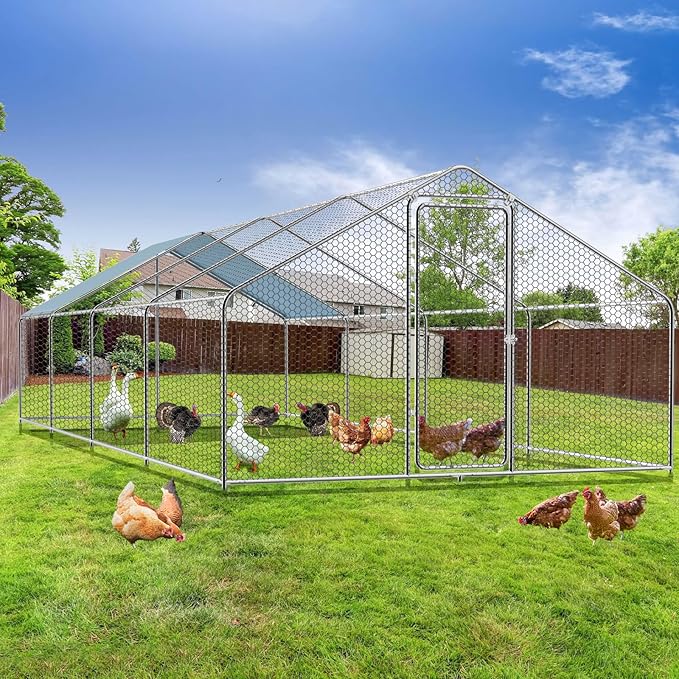 SteelHaven XL Walk-In Chicken Coop – Reinforced Galvanized Run with UV Cover