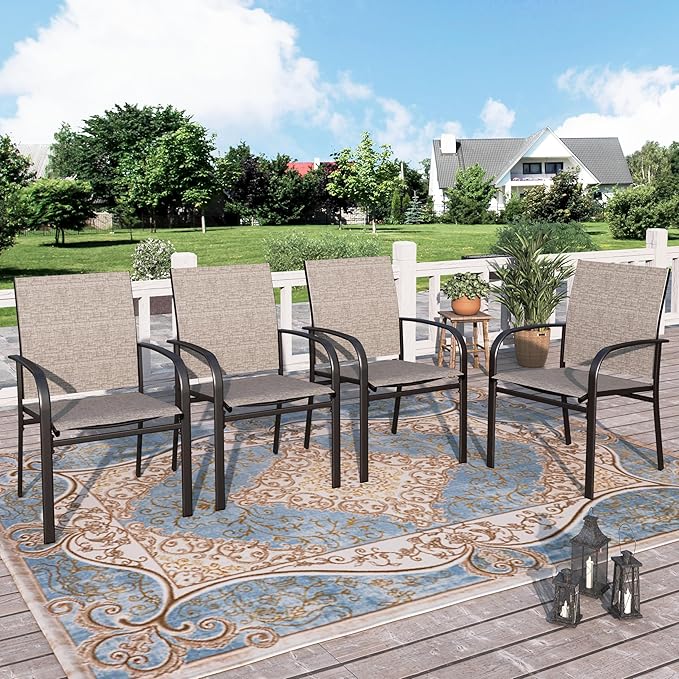 Patio Dining Chairs Set of 6, 36" Textilene Fabric Outdoor Chair