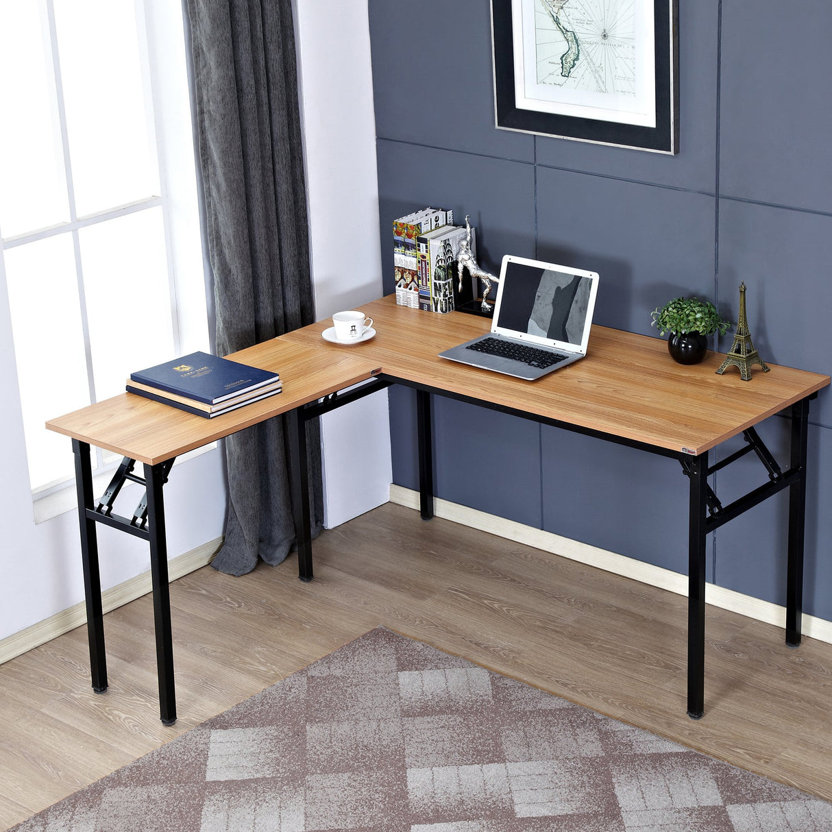 L Shaped Desk Folding Computer Desk, L Desk Home Office Desk