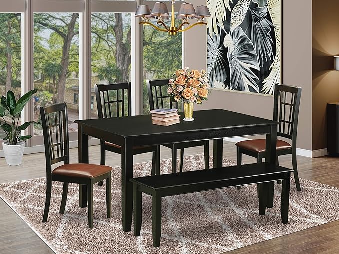 DUNI5-BLK-LC Dudley 5 Piece Dinette Set for 4 Includes a Rectangle Room
