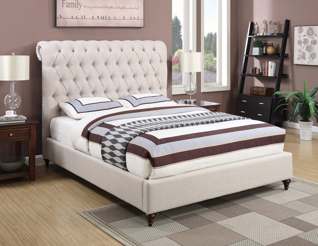 Devon Tufted Upholstered Bed Beige, Eastern King