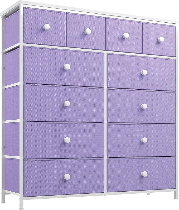 Pink Dresser for Girls Bedroom with 12 Drawers, Dresser for Bedroom