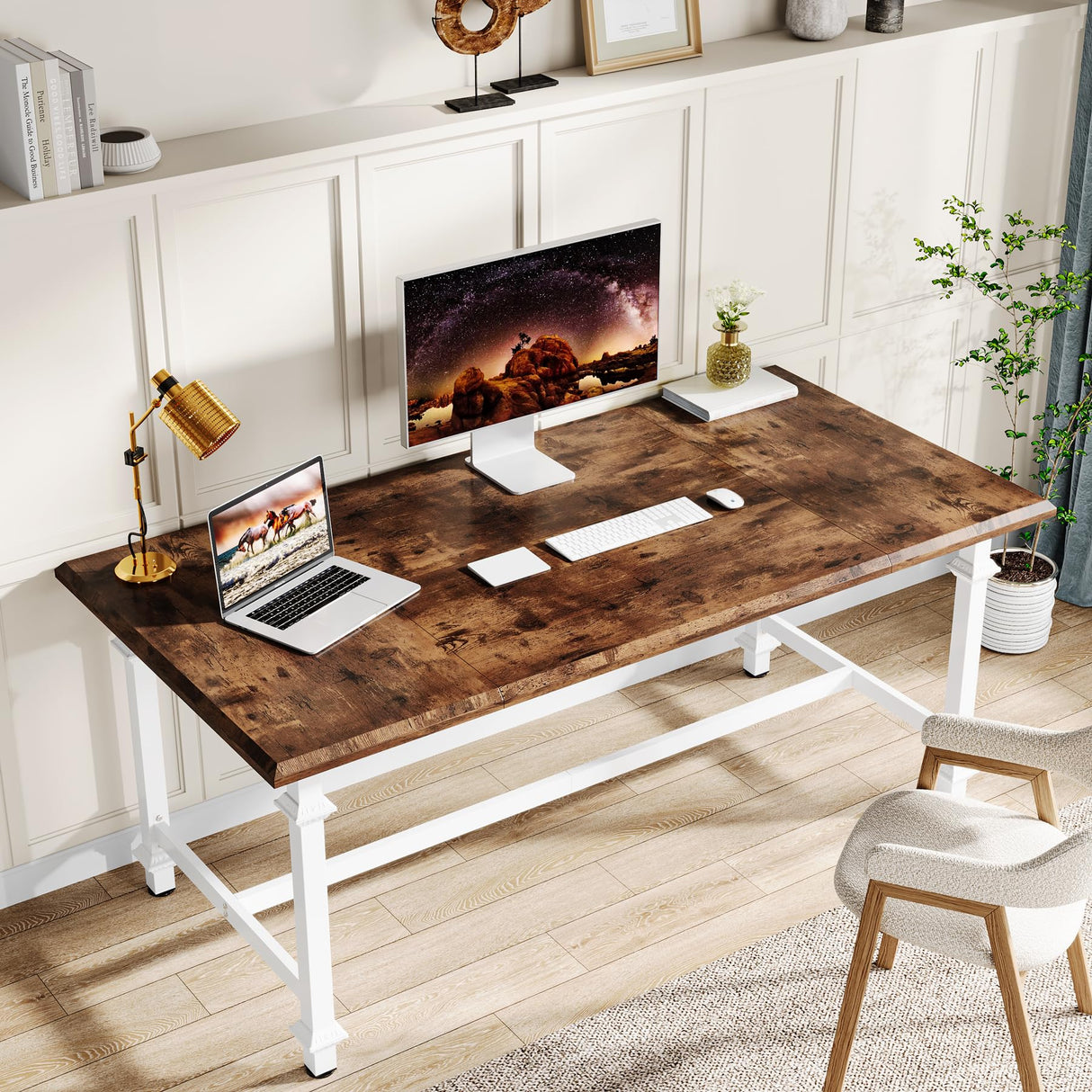 Tribesigns 62-Inch Large Executive Desk, Modern Office Computer Desk, Business Furniture for Home Office, Simple Workstation with Thickened Tabletop