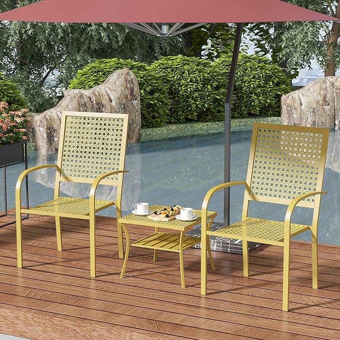 3 Pieces Patio Bistro Set, Outdoor Patio Furniture Set, Modern Patio Chairs with Table