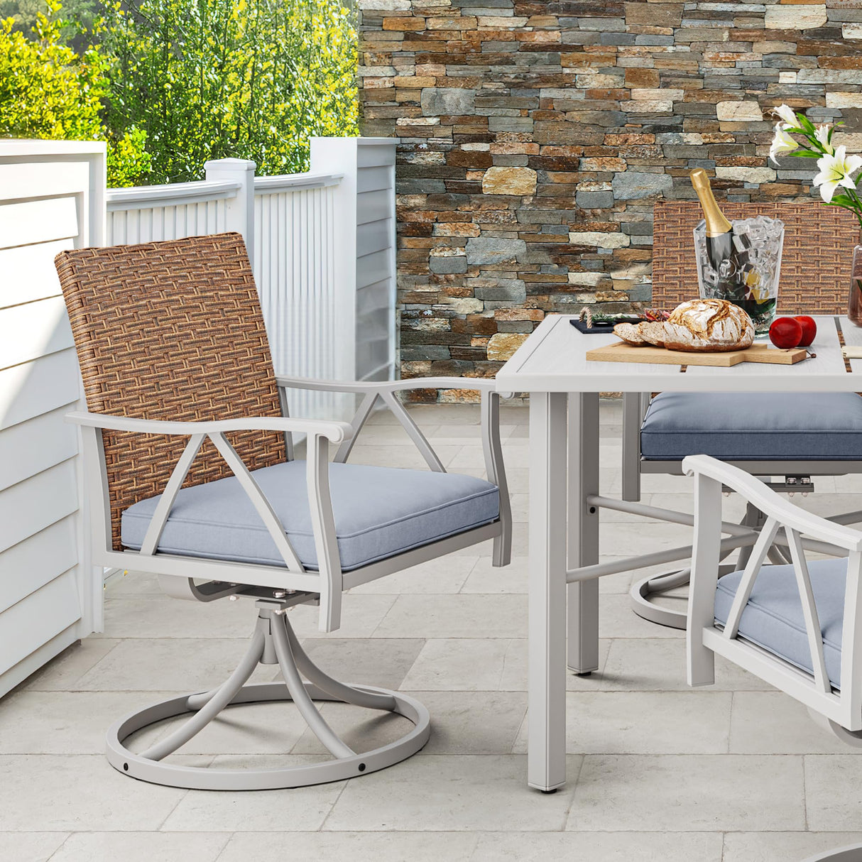 Patio Rocking Chairs Set of 4, Outdoor Patio Furniture Dining Rocking Chairs