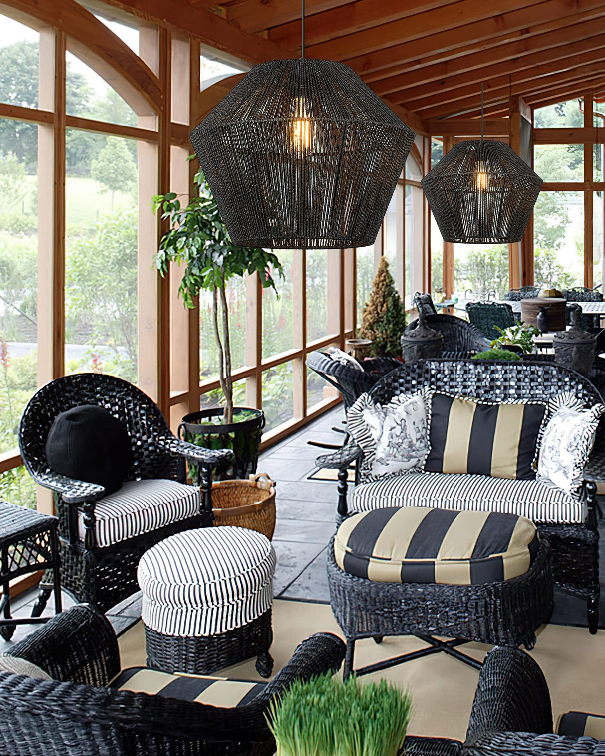 16.5” Large Modern Woven Chandelier Farmhouse Coastal Pendant Light