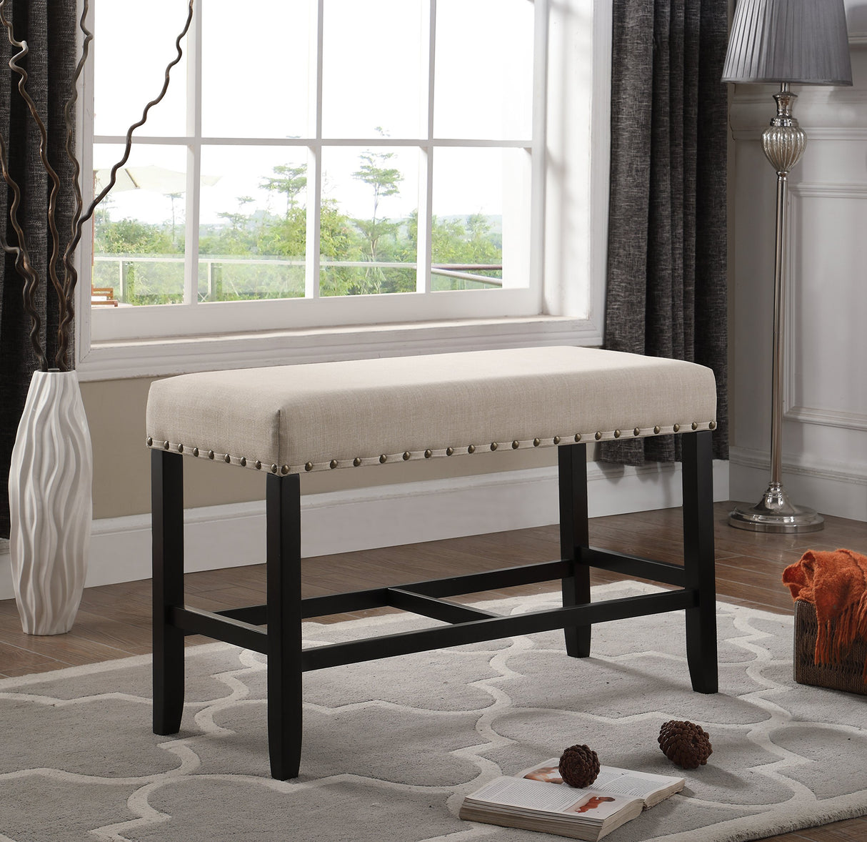 Biony Fabric Counter Height Dining Bench