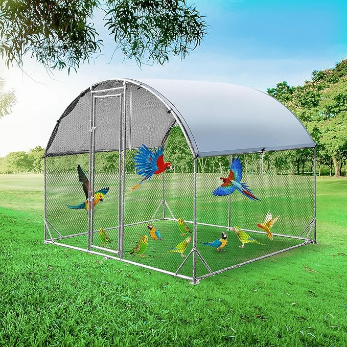 SafeSpan Walk-In Metal Chicken Coop - UV-Resistant Roof & Predator-Proof Mesh