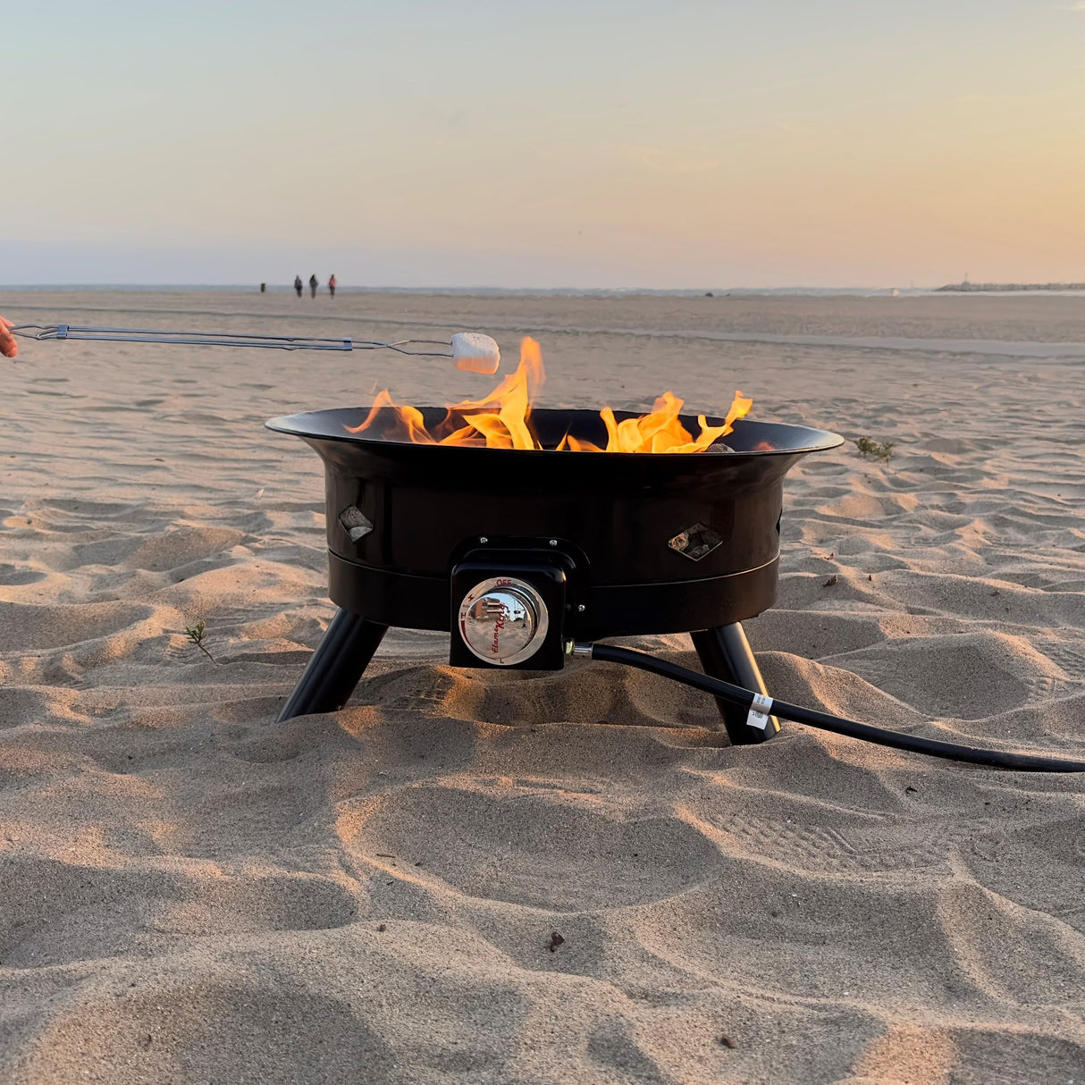 Flame King Smokeless Propane Fire Pit, 24 - inch Portable Firebowl, 58K BTU with Self Igniter, Cover, & Carry Straps for RV, Camping, & Outdoor Living - Bircata