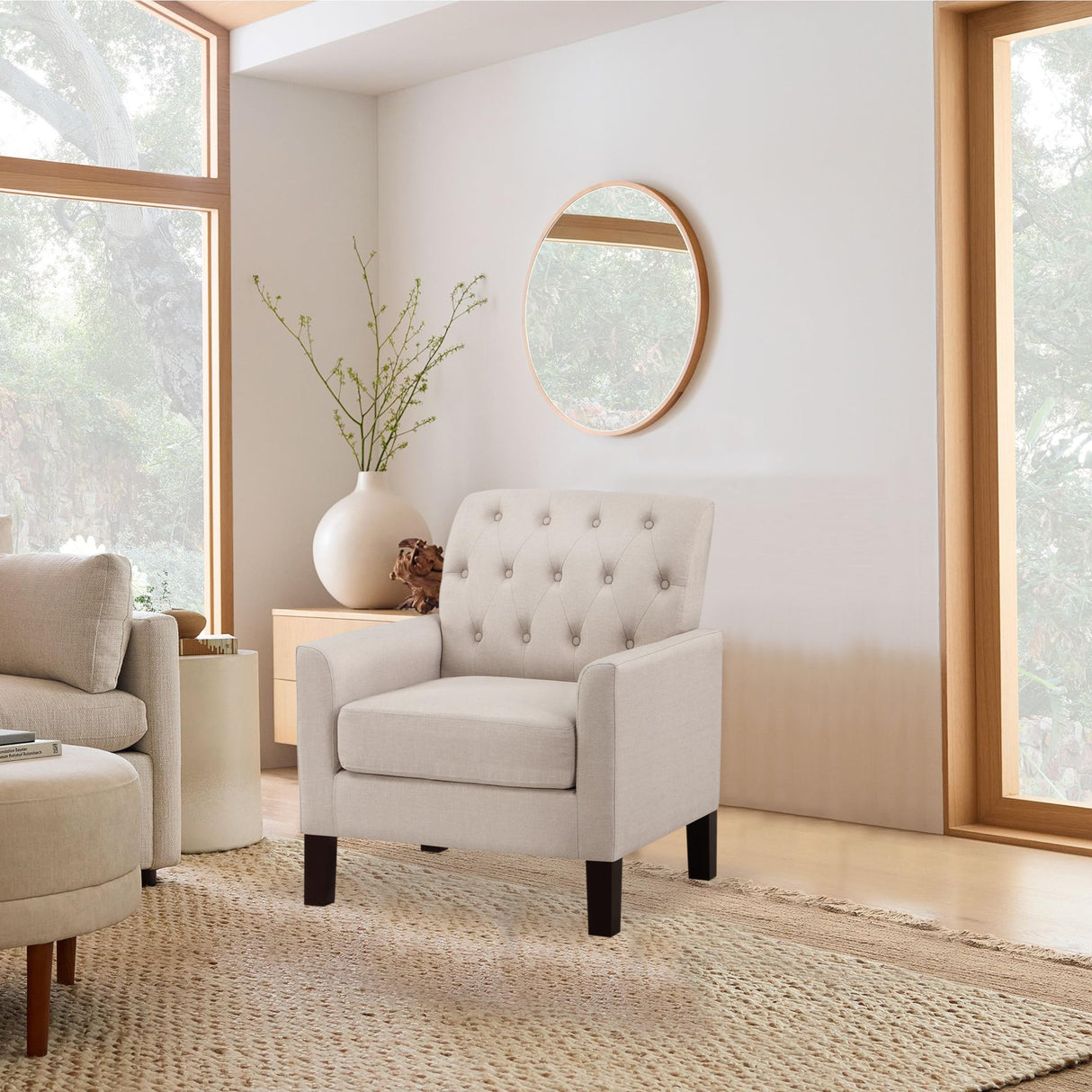 Keene 30”Accent Chair Fabric Upholstered Comfy Arm Chair Tufted