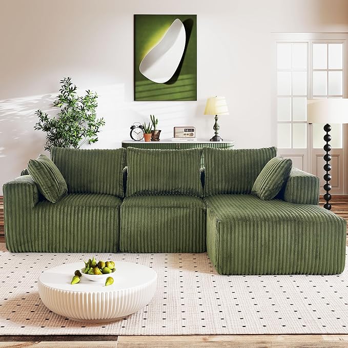 Modular Sectional Sofa with L-Shape Chaise, Cloud Sofa Living Room Bedroom Upholstered