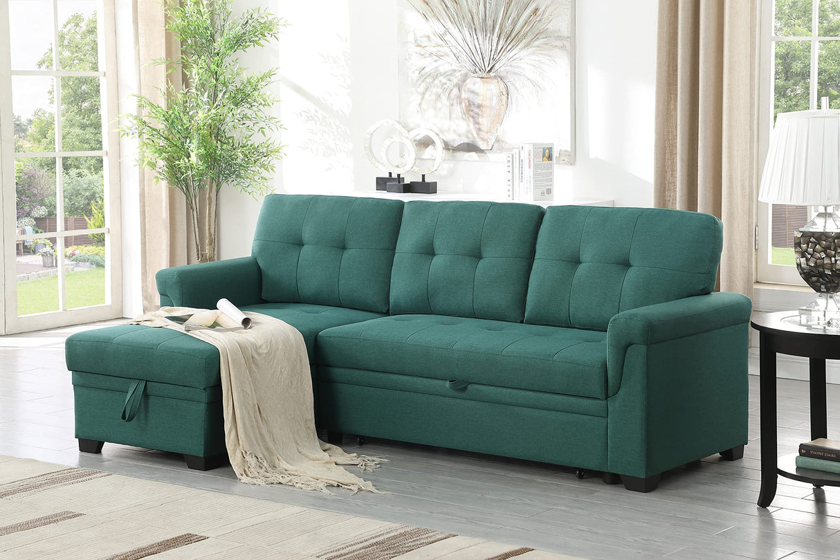 Lucca Green Sectional Sleeper Sofa - Versatile Sleeper Couch & Sofa