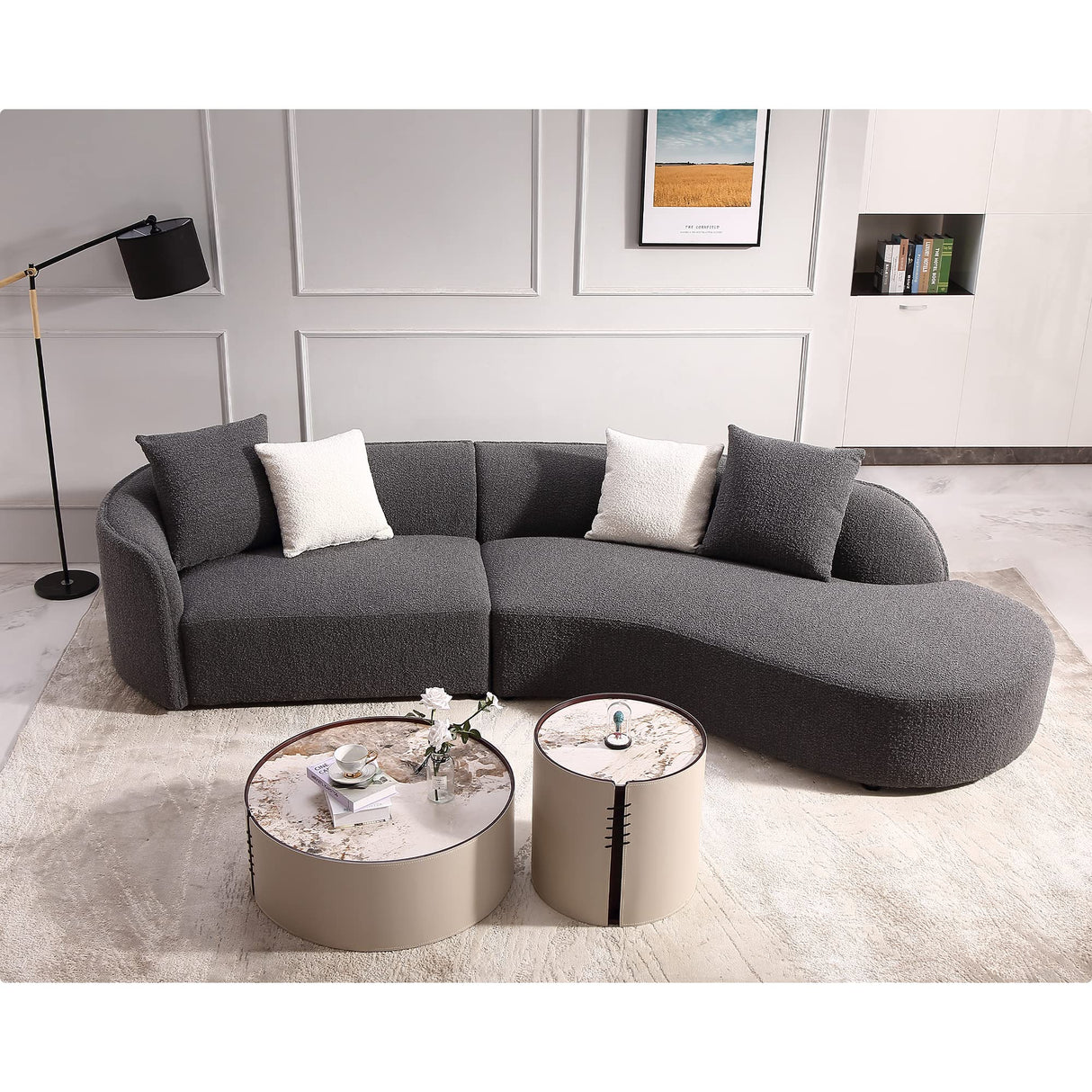Upholstery Curved Sofa Luxury Modern Style Living Room
