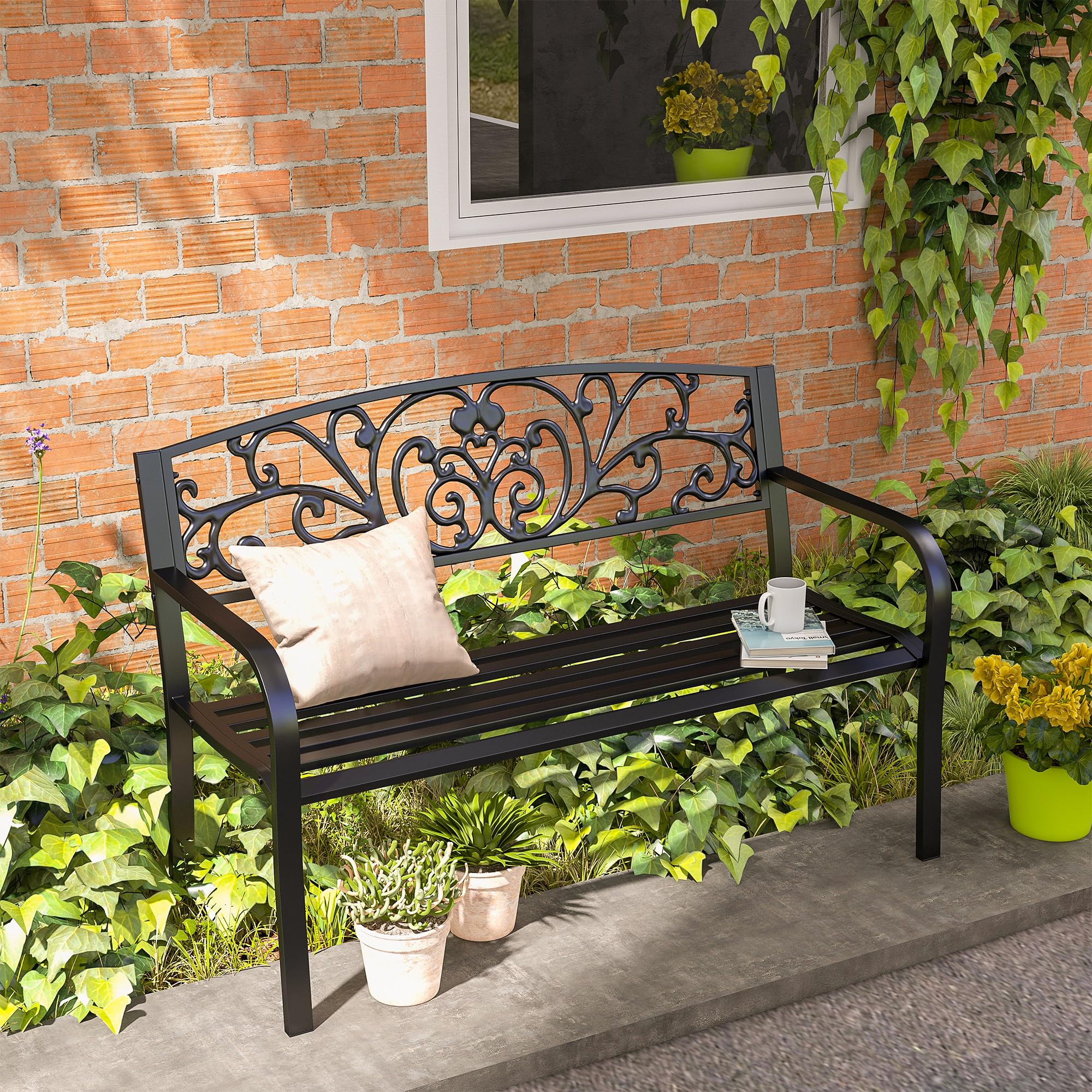 50" Blossoming Garden Decorative Patio Park Bench